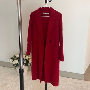Red wool high fashion Zara coat